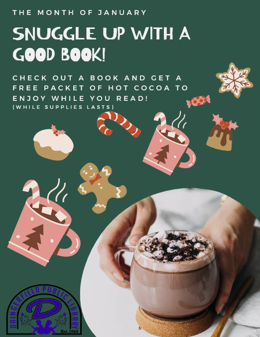 check out a book in January and get a free packet of hot cocoa