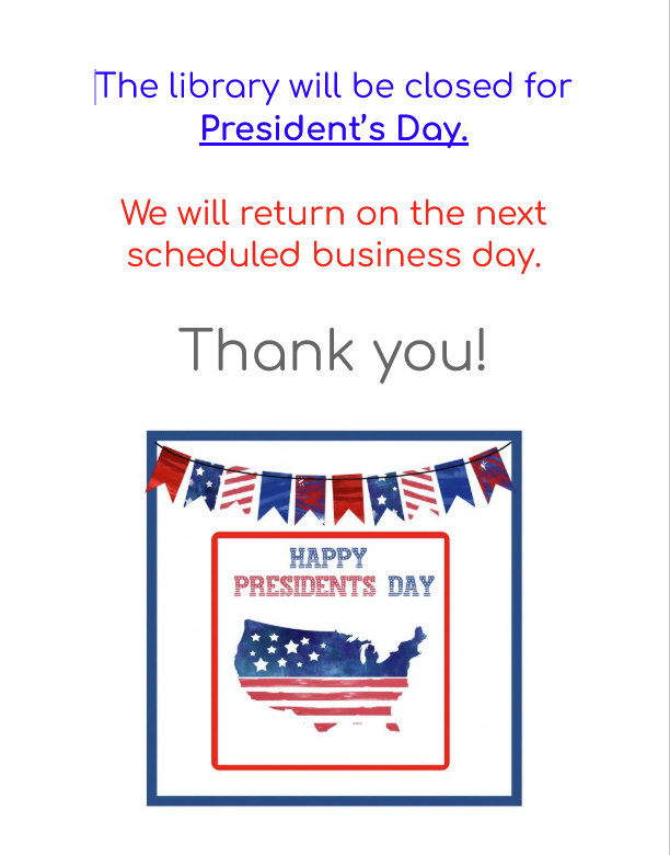 closed for President's Day