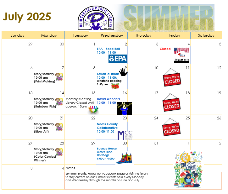 calendar of reading programs for programs, engaging programs, and closed dates